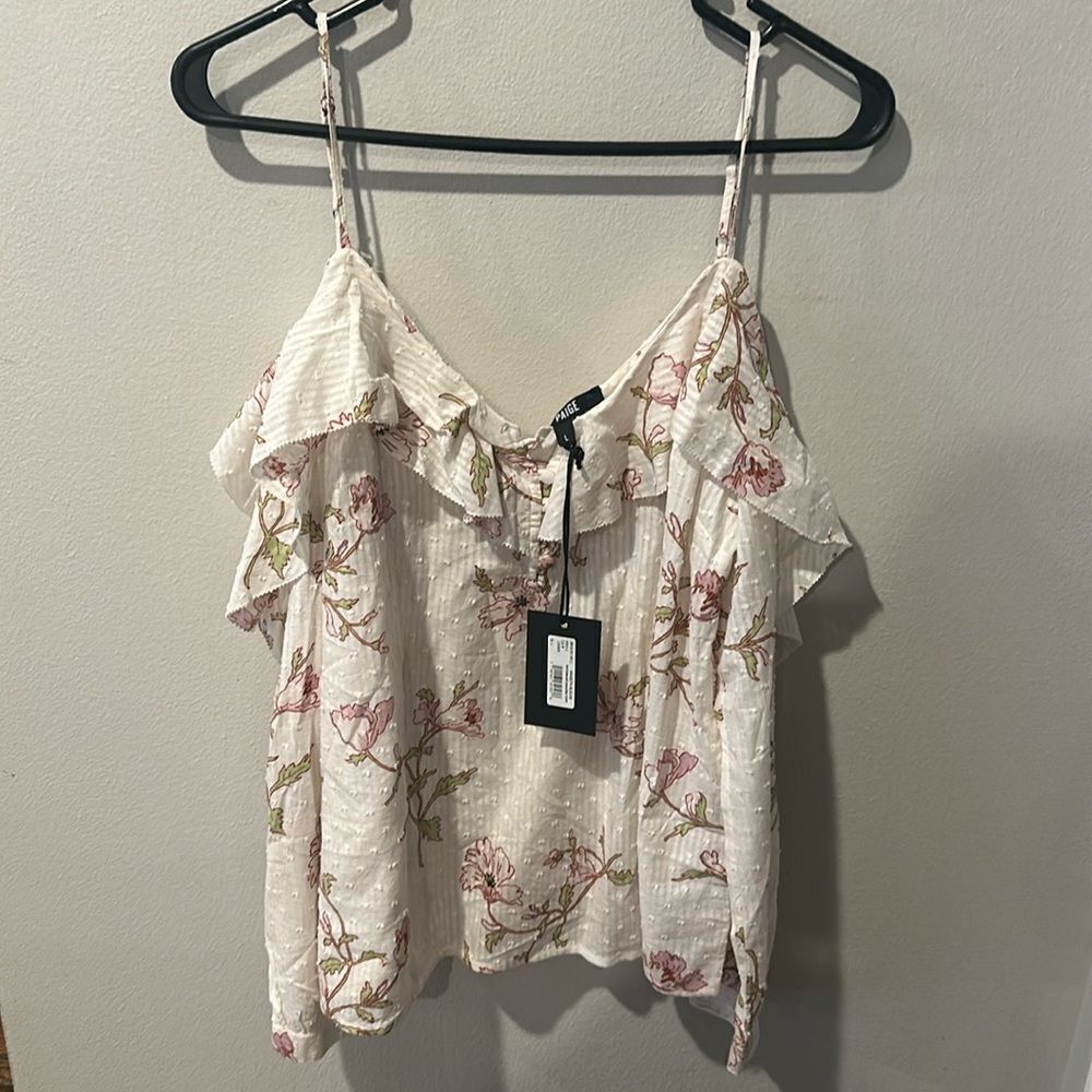 PAIGE Arabeth Blouse in White/Mauve Shadow Poppy